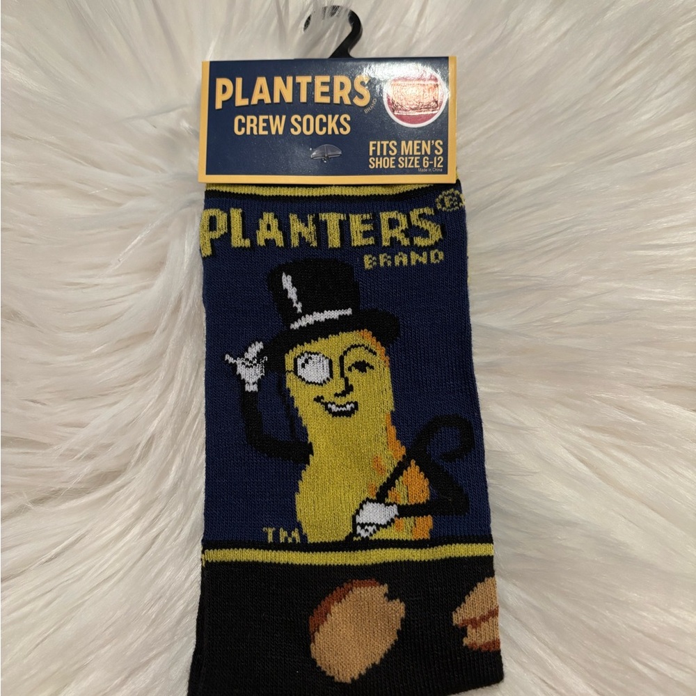 Planters Peanuts Brand Blue Crew Socks new with tags
